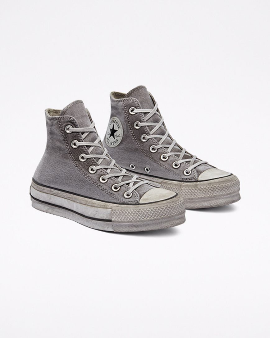 Women's Converse Chuck Taylor All Star Lift Smoked Canvas High Top Platform Shoes Grey / White | AU 1E93CQ